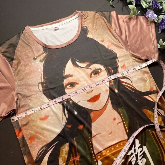 Mulan Princess Blouse Warrior Knit Tee Shirt Warrior Women Dri Fit Short Sleeve - Picture 5 of 10